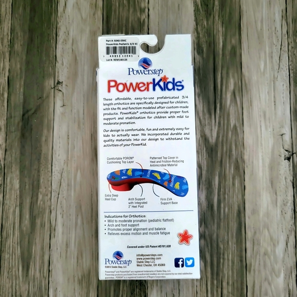 Powerstep PowerKids Pediatric 3/4 Length Orthotic Supports - Picture 2 of 7